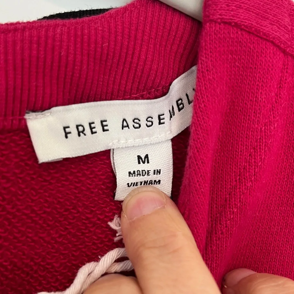 Free Assembly Dark Pink Short Sleeve Dress with Black Bow, M - Picture 3 of 9